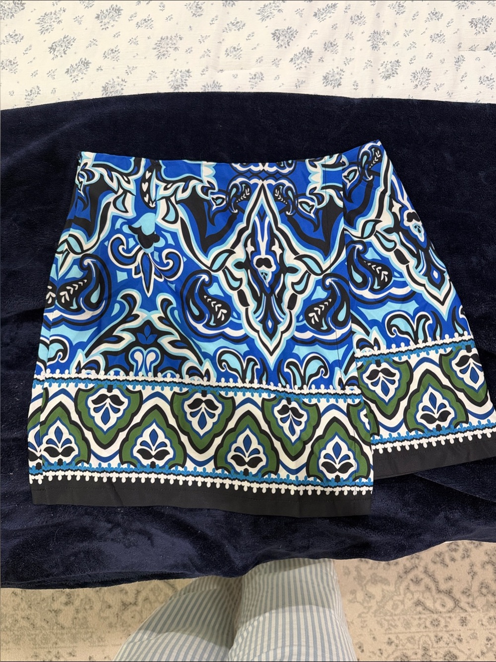 SHEIN Blue Green Patterned Mini Skirt